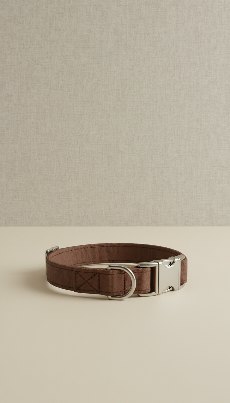 Espresso Brown Nylon Dog Collar